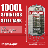 Bestank BSTR Stainless Steel Cylindrical Water Storage Tank (Vertical) | Bestank by KHM Megatools Corp.